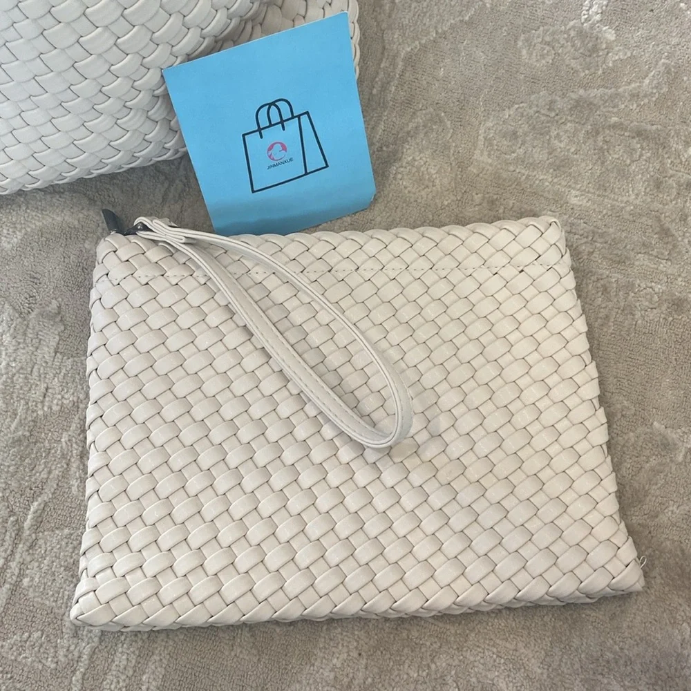 JINMANXUE Woven Purse for Women, Neoprene Top-handle Shoulder Bag, and wristlet - Picture 4 of 8